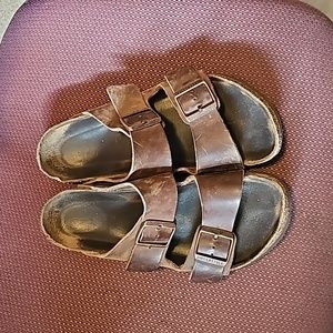 Birkenstock Arizona Dark Brown Leather Sandals size EU 39 slip ons